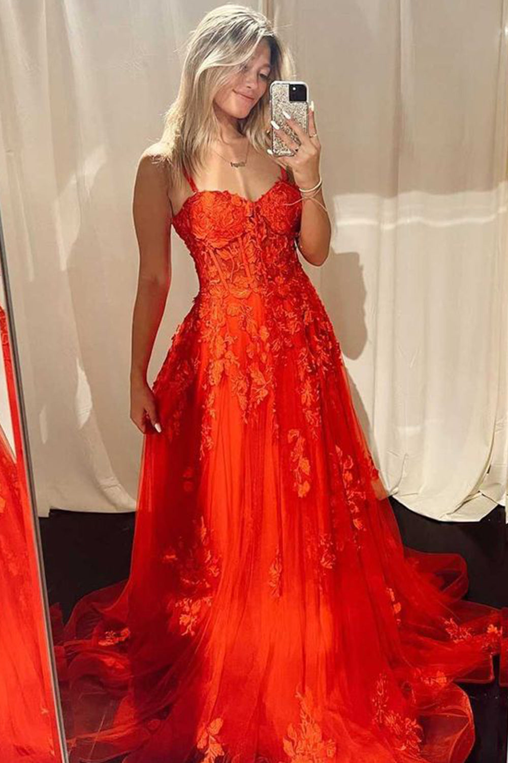 Navy Off the Shoulder Prom Dress with Appliques