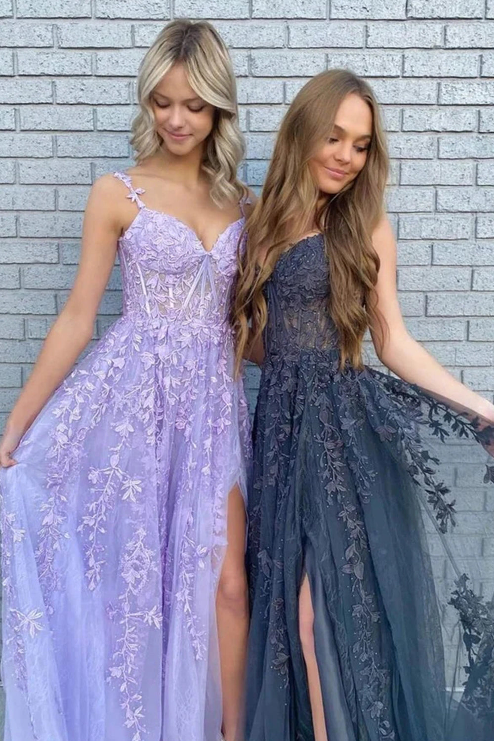 Navy Off the Shoulder Prom Dress with Appliques