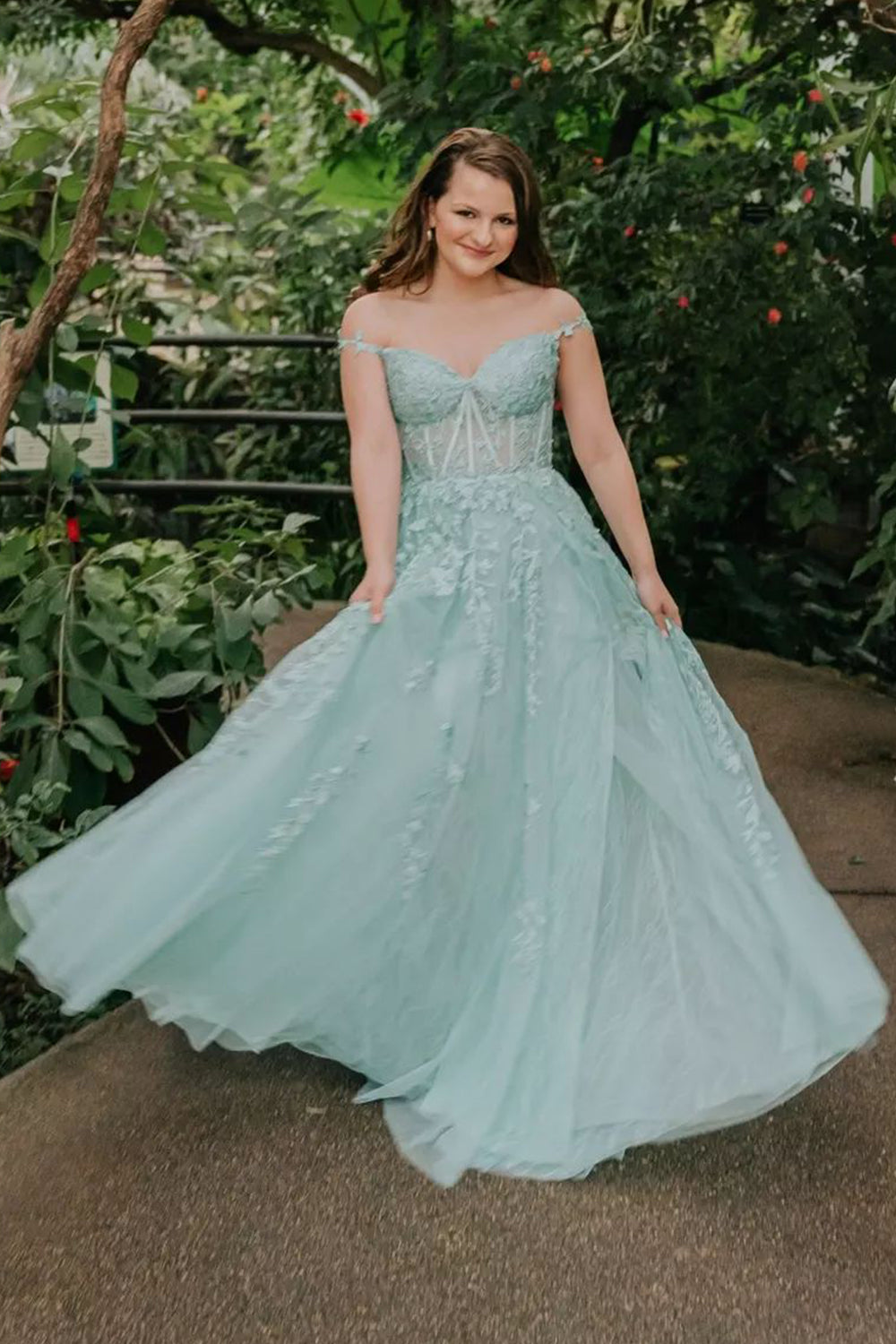 Navy Off the Shoulder Prom Dress with Appliques