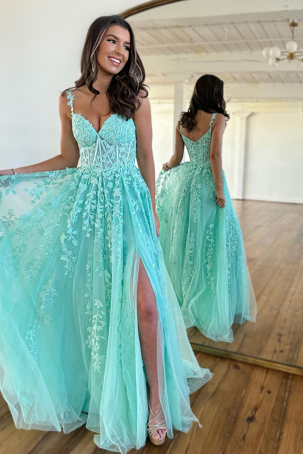 Navy Off the Shoulder Prom Dress with Appliques
