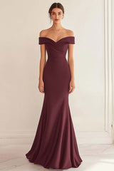 Navy Wedding Guest Dress Satin Long Off The Shoulder Mermaid Ruched Evening Dress