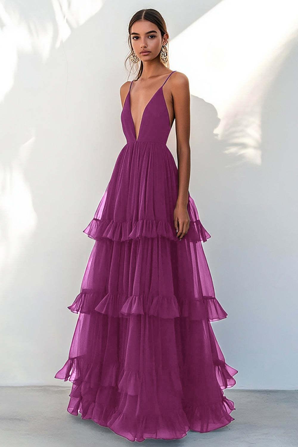 Navy Wedding Guest Dress Tulle Spaghetti Straps Tiered A Line Long Evening Dress