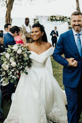 Off The Shoulder A Line Bridal Gown Garden Beach Wedding Dress