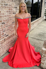 Off The Shoulder Blue Prom Dress Mermaid Long Evening Dress