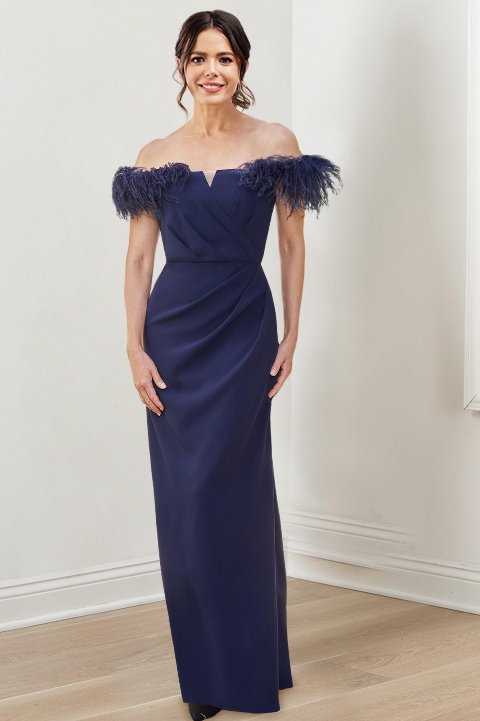 Off-the-Shoulder Floor-Length Sheath/Column Gown for the Mother of the Bride