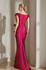 Off-the-Shoulder Mermaid/Trumpet Mother of the Bride Dresses Featuring a High Split