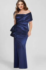 Off-the-Shoulder Plus Size Floor-Length Sheath Mother of the Bride Dresses