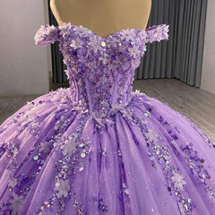 Off the Shoulder Purple Quinceanera Dress Ball Gown Sweet 16 Dress