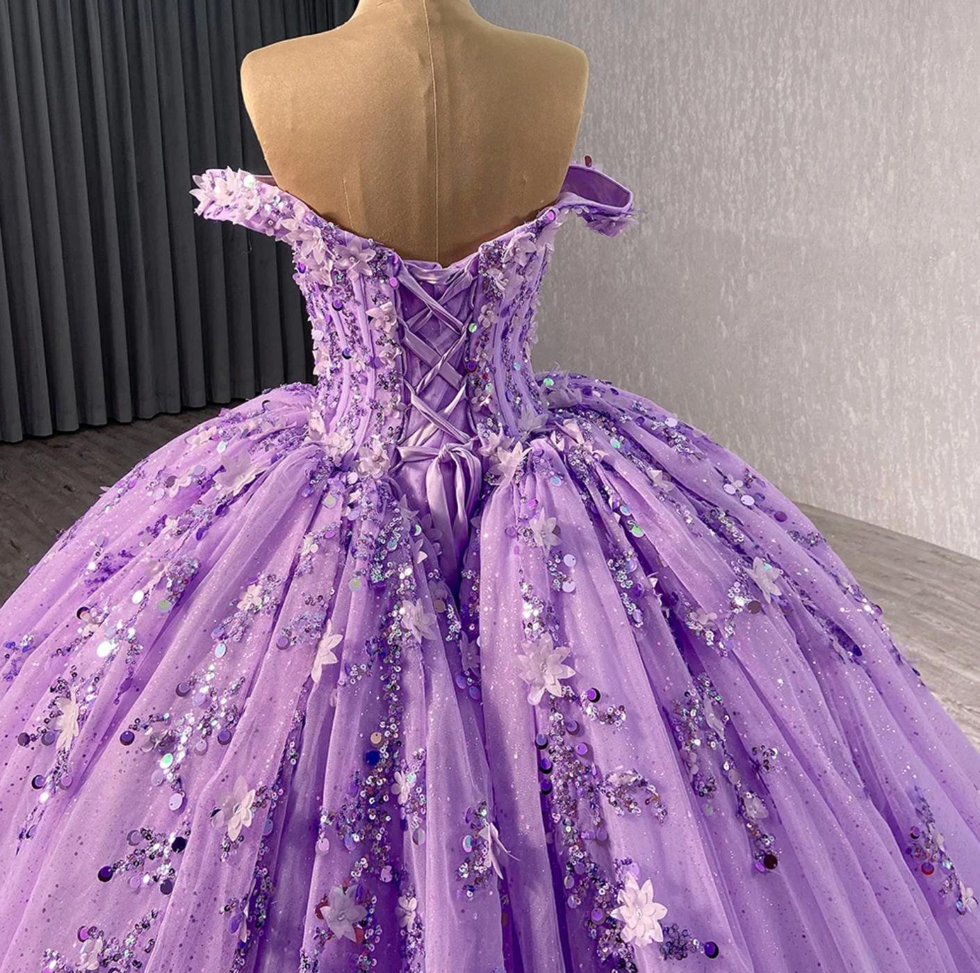 Off the Shoulder Purple Quinceanera Dress Ball Gown Sweet 16 Dress