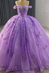 Off the Shoulder Purple Quinceanera Dress Ball Gown Sweet 16 Dress