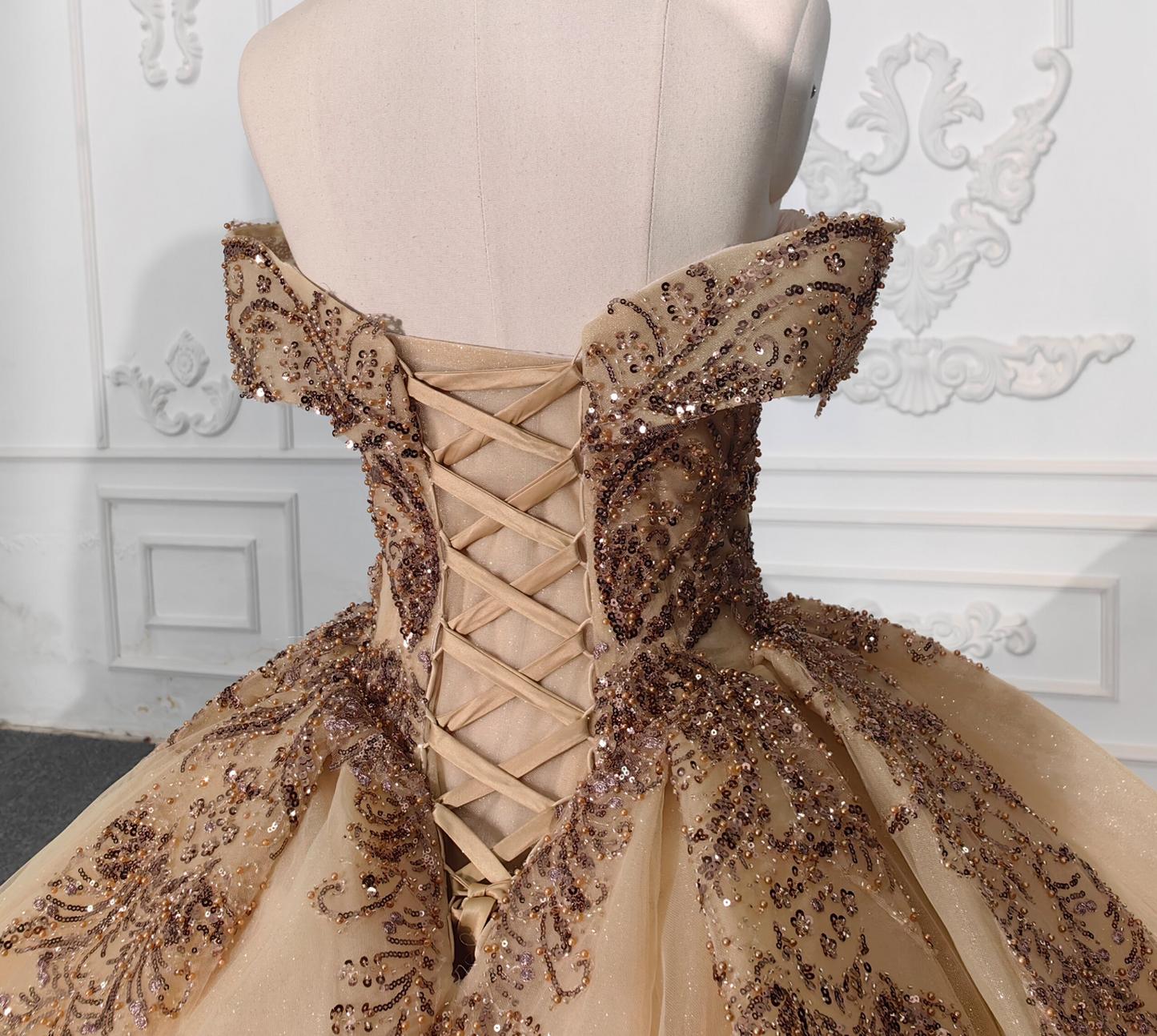Off the Shoulder Quinceanera Ball Gown Sweet 16 Dress with Appliques and Beadings