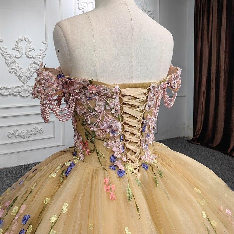 Off the Shoulder Quinceanera Dress Flower Ball Gown Sweet 16 Dress