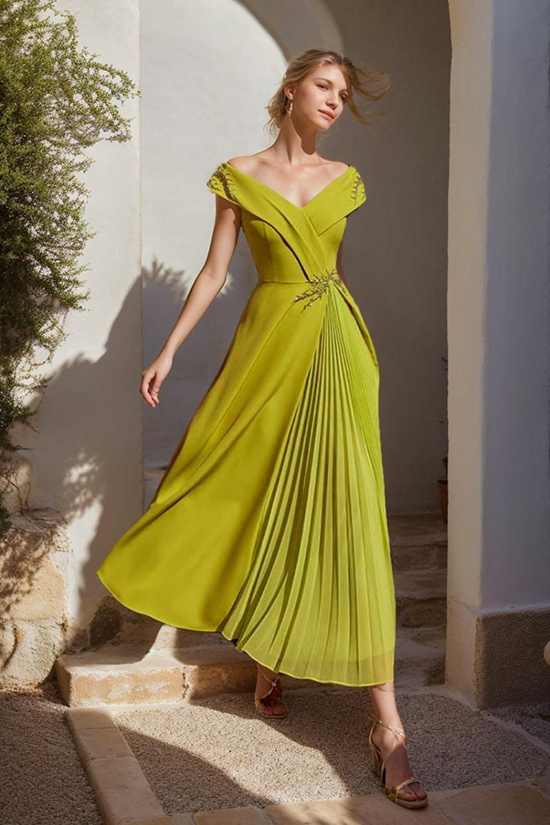 Off-the-Shoulder Ruffled Sleeveless A-Line/Princess Dress for Mother of the Bride & Groom