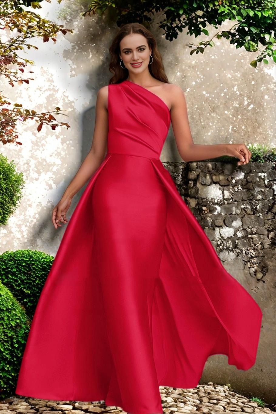 One Shoulder Bridesmaid Dress Fuchsia Wedding Guest Dress with Panel T Dreamyannie UK One Shoulder Bridesmaid Dress Fuchsia Wedding Guest Dress with Panel T Dreamyannie UK