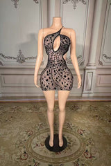 One Shoulder Homecoming Dress Cut Out Bodycon Cocktail Party Dress