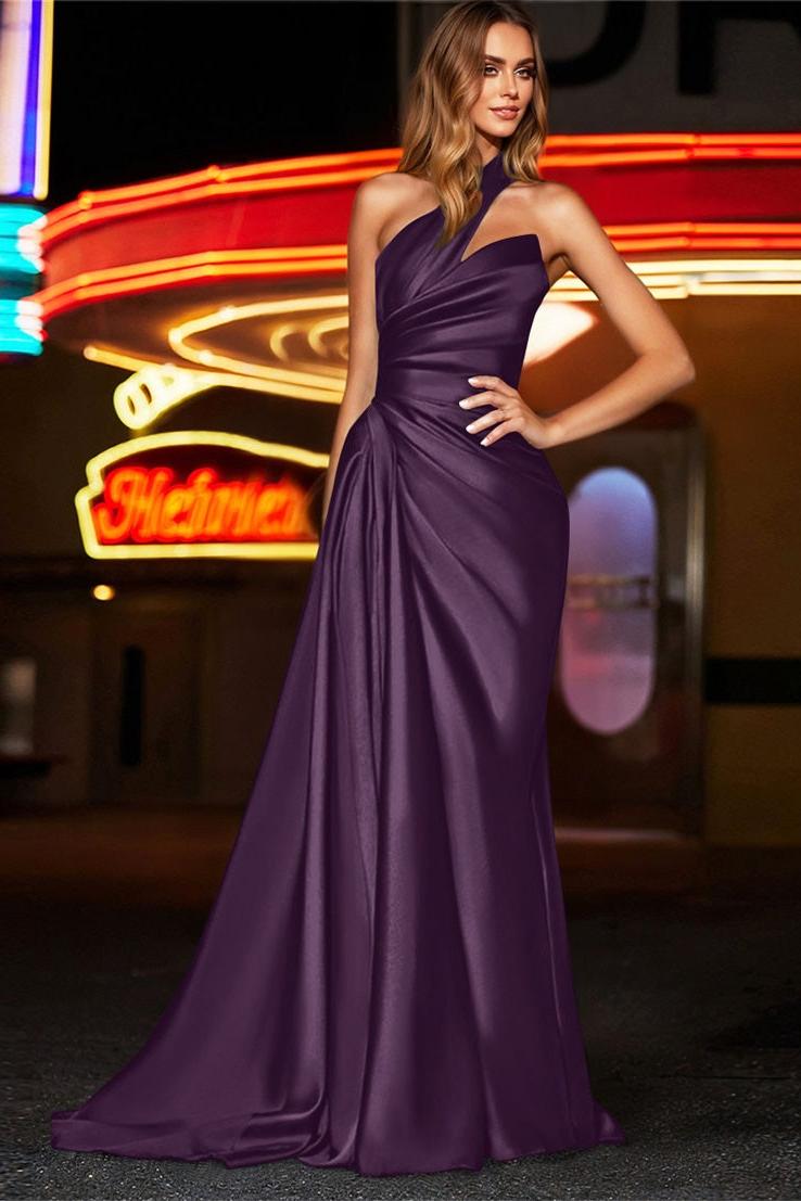 One Shoulder Silk Like Satin Bridesmaid Dresses With Ruffle
