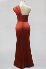 One Shoulder Trumpet/Mermaid Sleeveless Satin/Tulle Bridesmaid Dresses