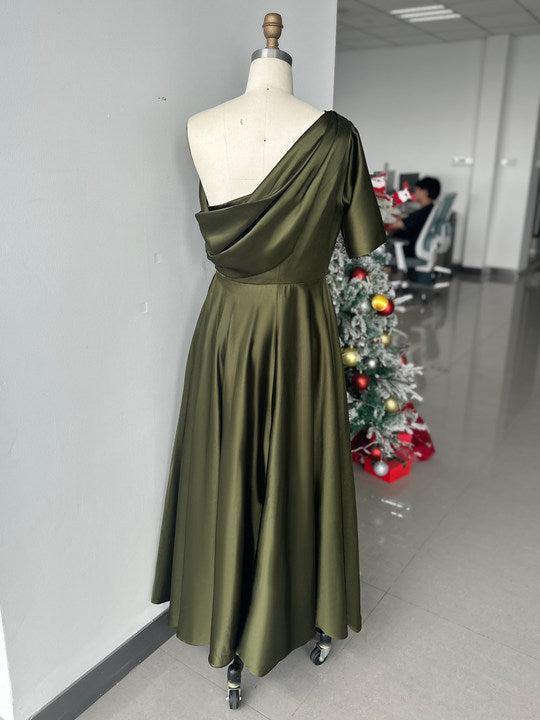 One-shoulder A-line Princess Dress with Ruffles for the Mother of the Bride