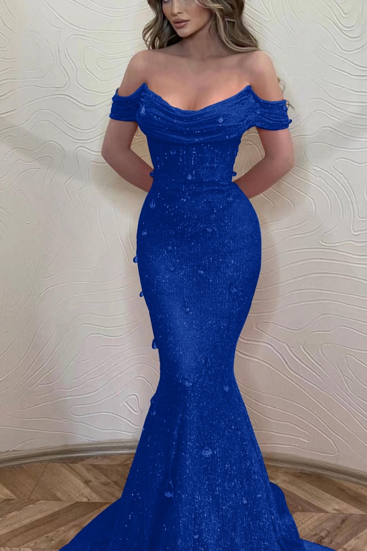 Orange Mermaid Prom Dress Off the Shoulder Evening Dress