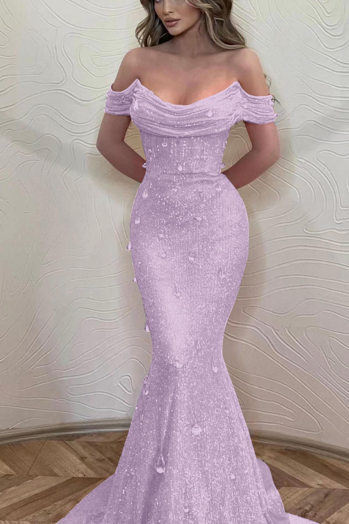 Orange Mermaid Prom Dress Off the Shoulder Evening Dress