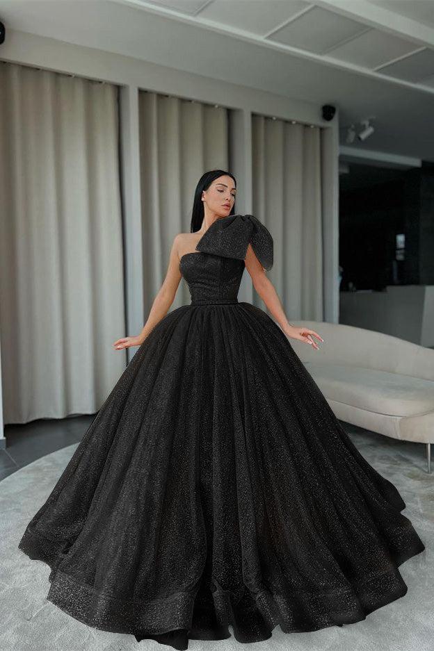 Orange One Shoulder Ball Gown Evening Dress with Sequins