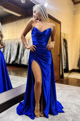Orange Prom Dress Ruched Mermaid Side Cape Long Formal Dress With Slit