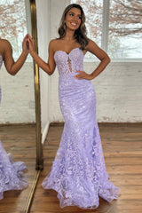 Sparkly Light Blue Mermaid Sweerheart Corset Prom Dress with Appliques