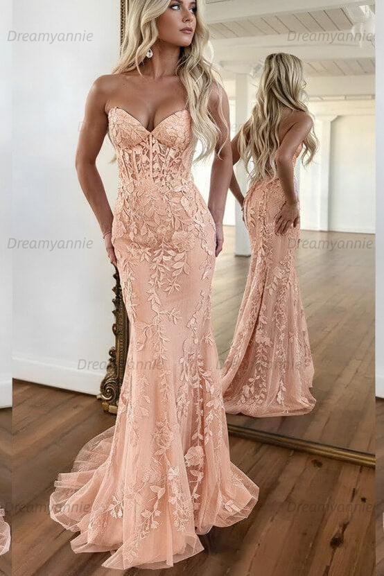 Mermaid Prom Dress Purple Sweetheart Evening Dress With Appliques