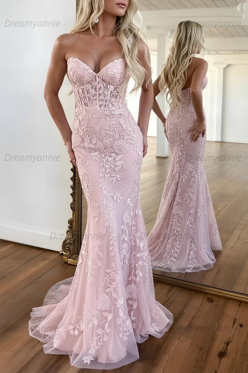 Mermaid Prom Dress Purple Sweetheart Evening Dress With Appliques