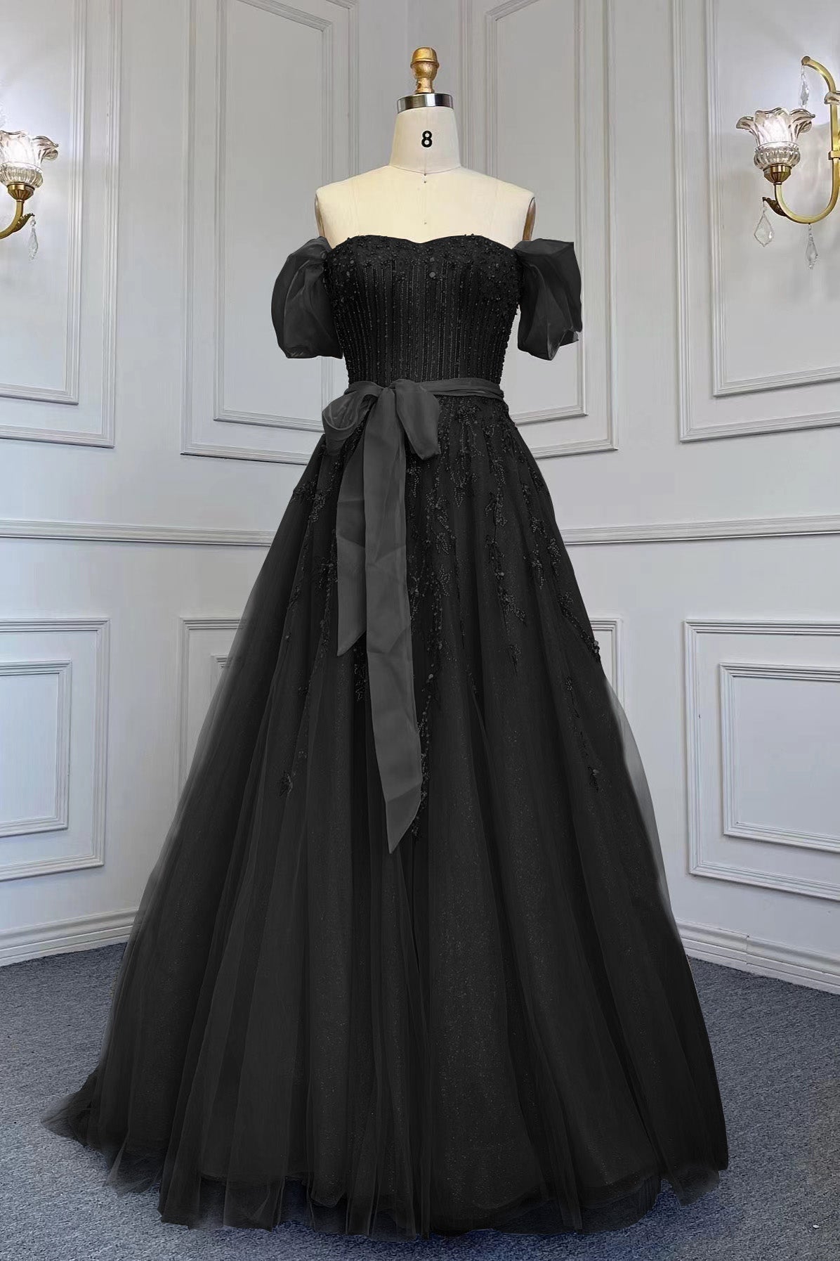 Pink A Line Prom Dress Beaded Off the Shoulder Evening Dress