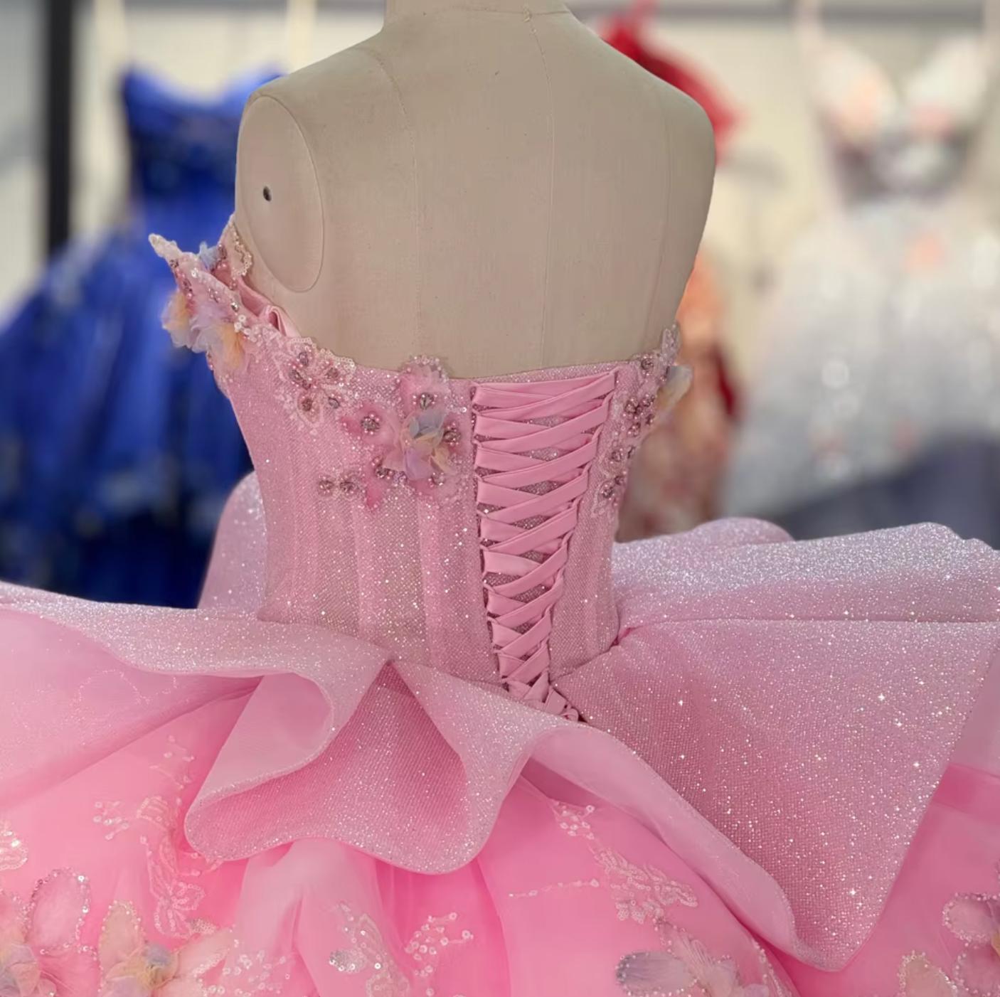 Pink Ball Gown Quinceanera Dress Sweetheart Neck Sweet 16 Dress