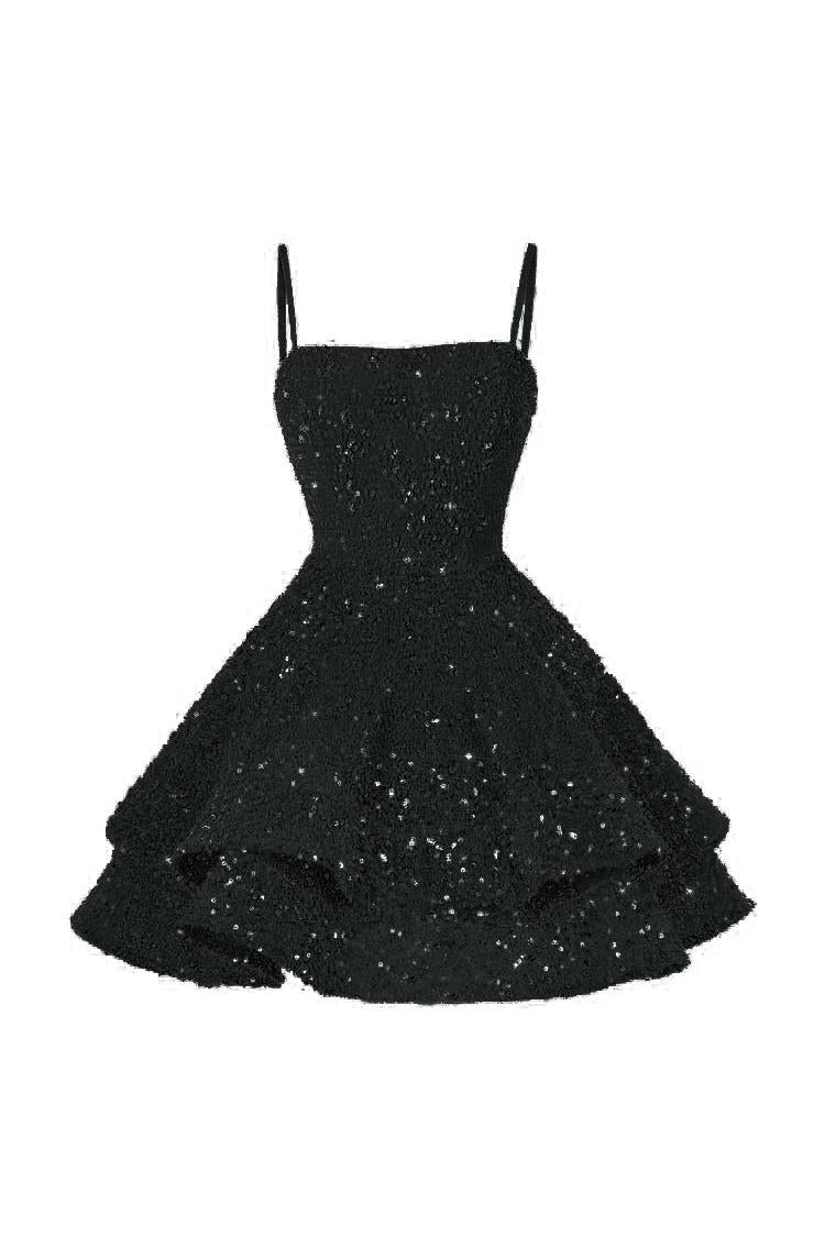 Pink Graduation Dress Spaghetti Straps Sleeveless Ball Gown Short Dress With Sequins