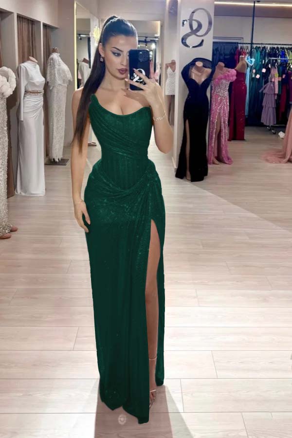 Pink Mermaid Prom Dress Sequined Sleeveless Strapless Evening Dress