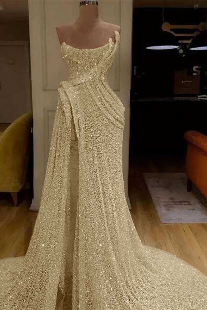 Pink Mermaid Prom Dress Sleeveless Strapless Evening Dress