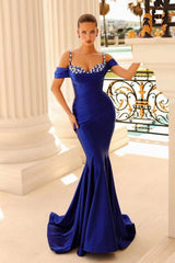 Pink Mermaid Prom Dress Spaghetti Straps Beaded Evening Dress