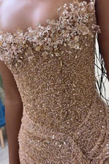 Pink Mermaid Prom Dress Strapless Sequined Sleeveless Evening Dress