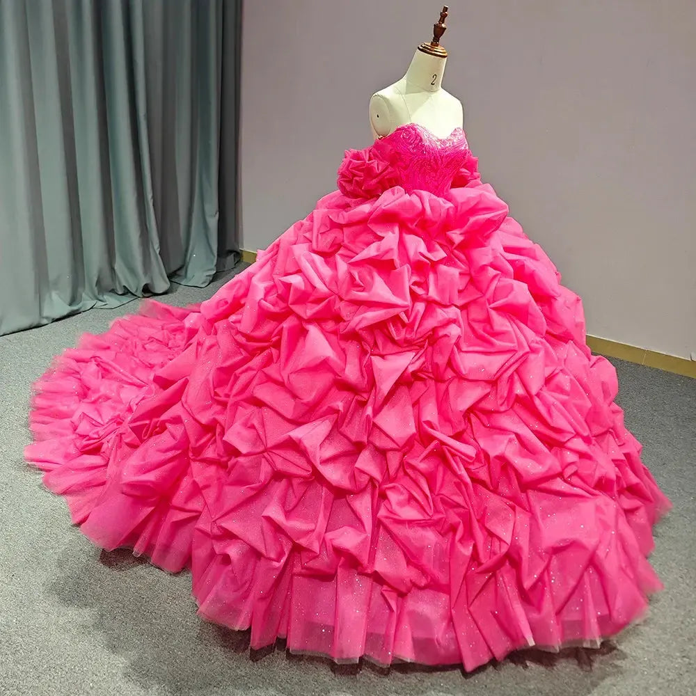 Pink Princess Quinceanera Dress Bow Off The Shoulder Lace Up Floor Length Sweet 16 Party Dress