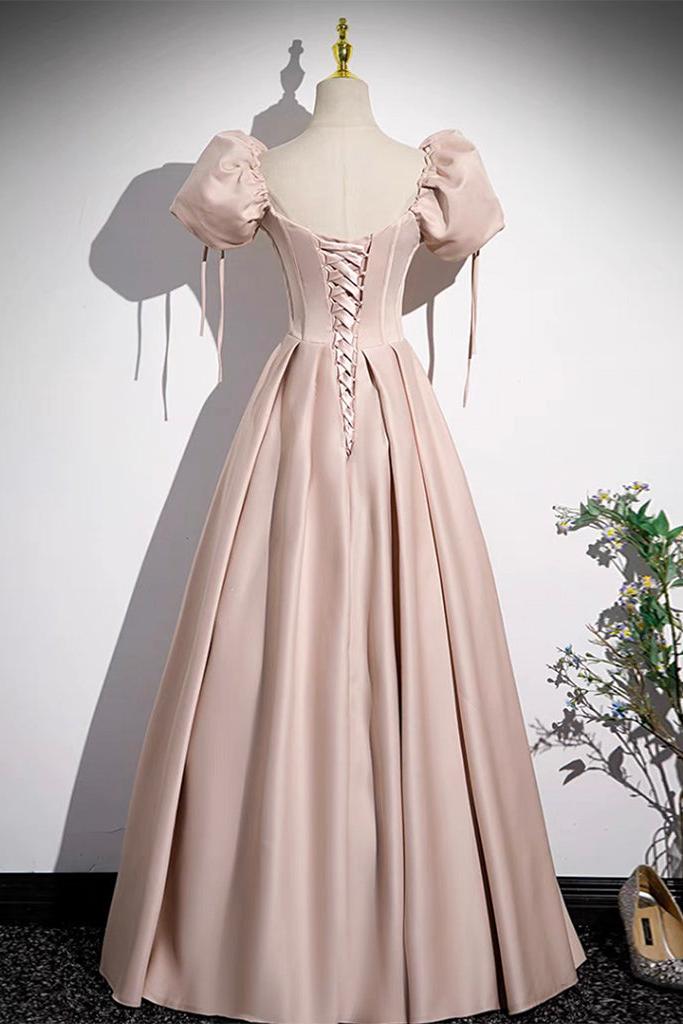 Pink Prom Dress Satin Long Formal Evening Dress