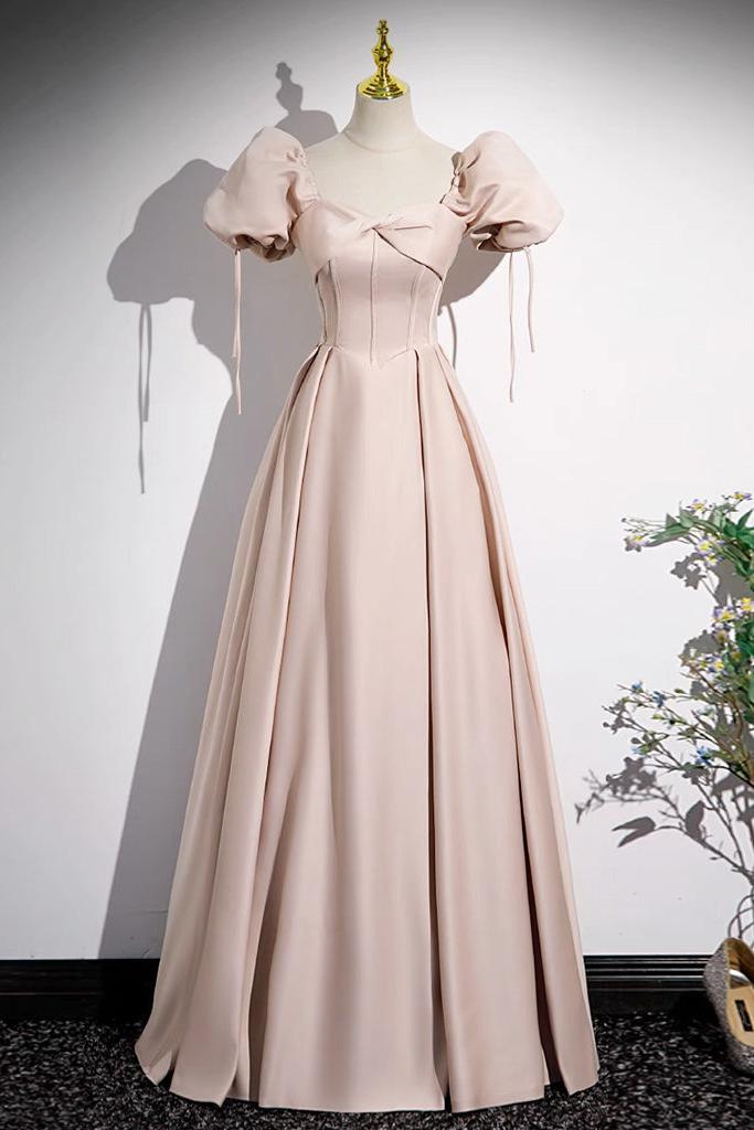 Pink Prom Dress Satin Long Formal Evening Dress