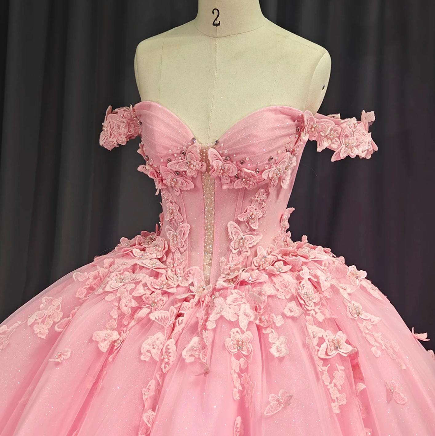 Pink Quincenera Dress Ball Gown Off The Shoulder Sweet 16 Dress