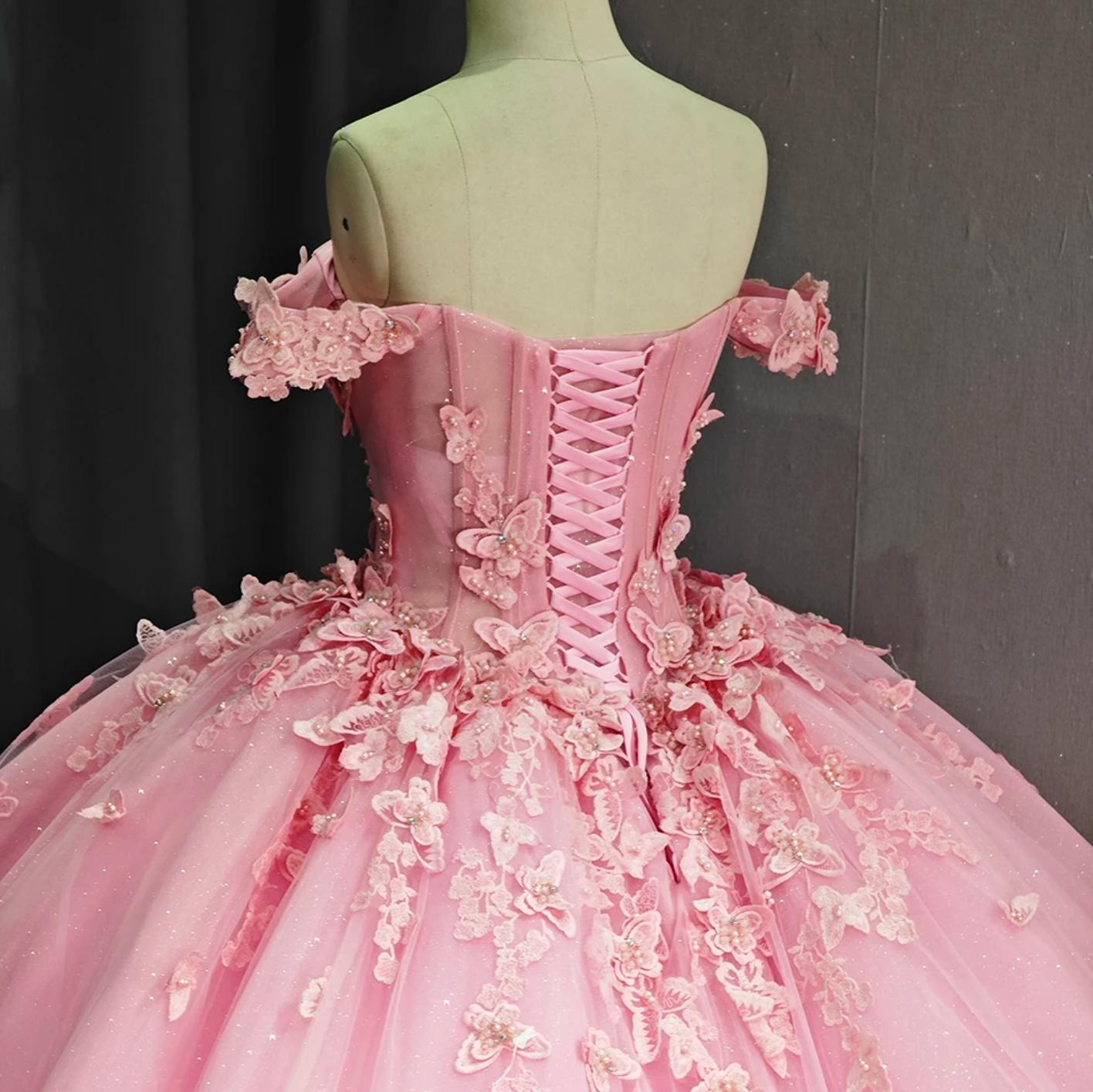 Pink Quincenera Dress Ball Gown Off The Shoulder Sweet 16 Dress