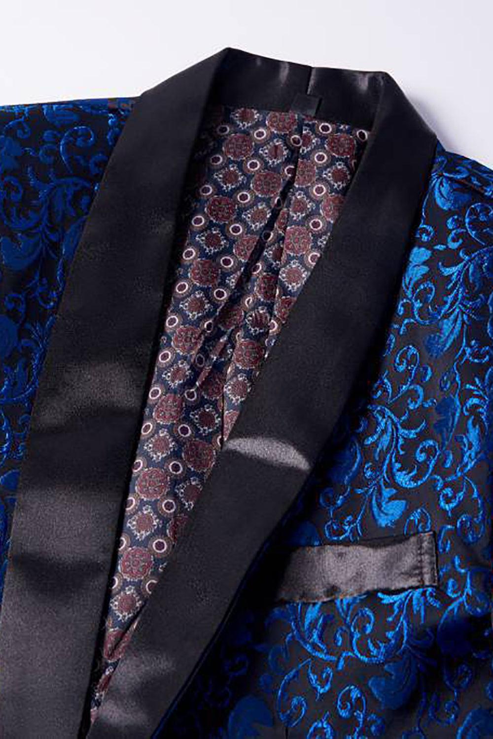 Pink Shawl Lapel Jacquard Men's Blazer