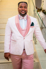 Pink Shawl Lapel Wedding Party 2 Piece Men's Suit Blazer Pants