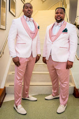 Pink Shawl Lapel Wedding Party 2 Piece Men's Suit Blazer Pants