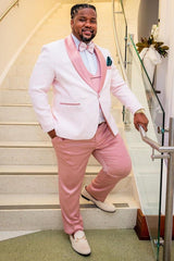 Pink Shawl Lapel Wedding Party 2 Piece Men's Suit Blazer Pants