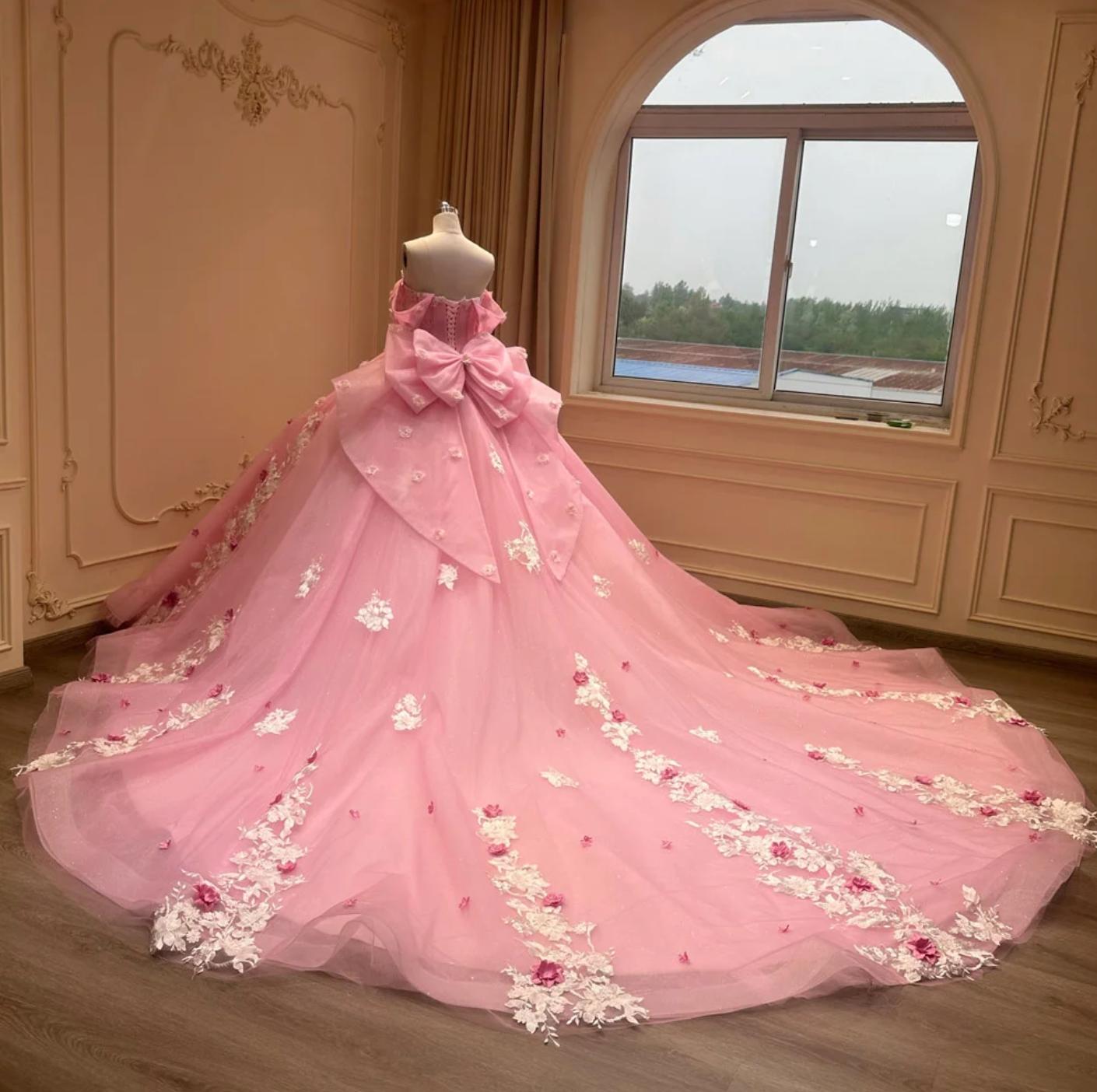 Pink Strapless Quinceanera Dress Ball Gown Sweet 16 Dress