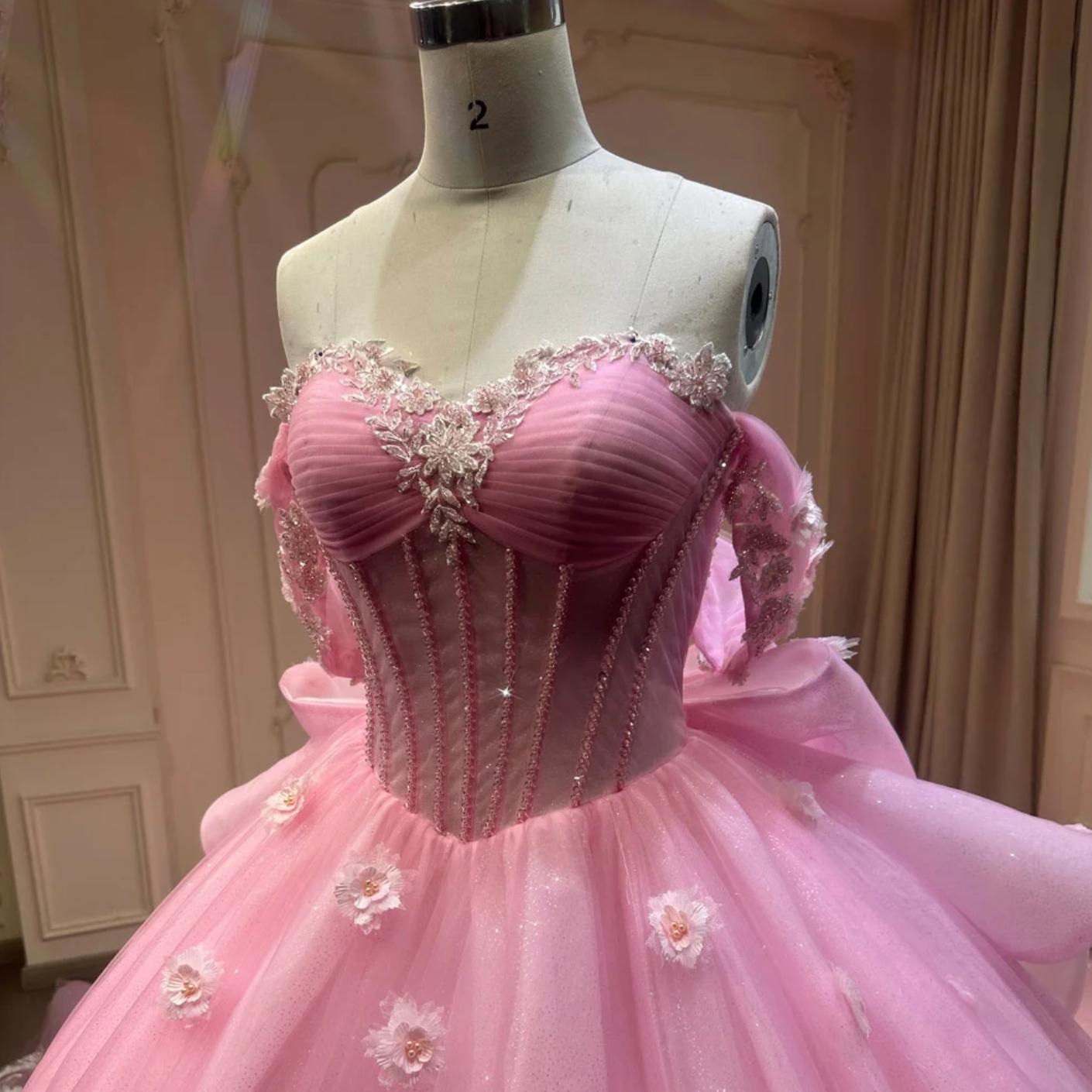 Pink Strapless Quinceanera Dress Ball Gown Sweet 16 Dress