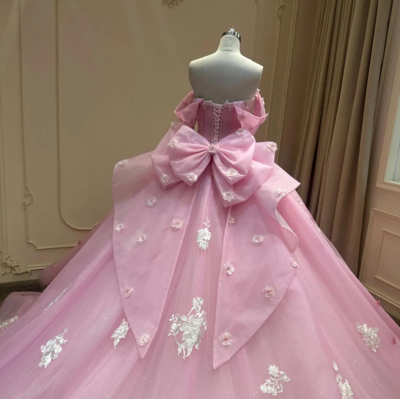Pink Strapless Quinceanera Dress Ball Gown Sweet 16 Dress