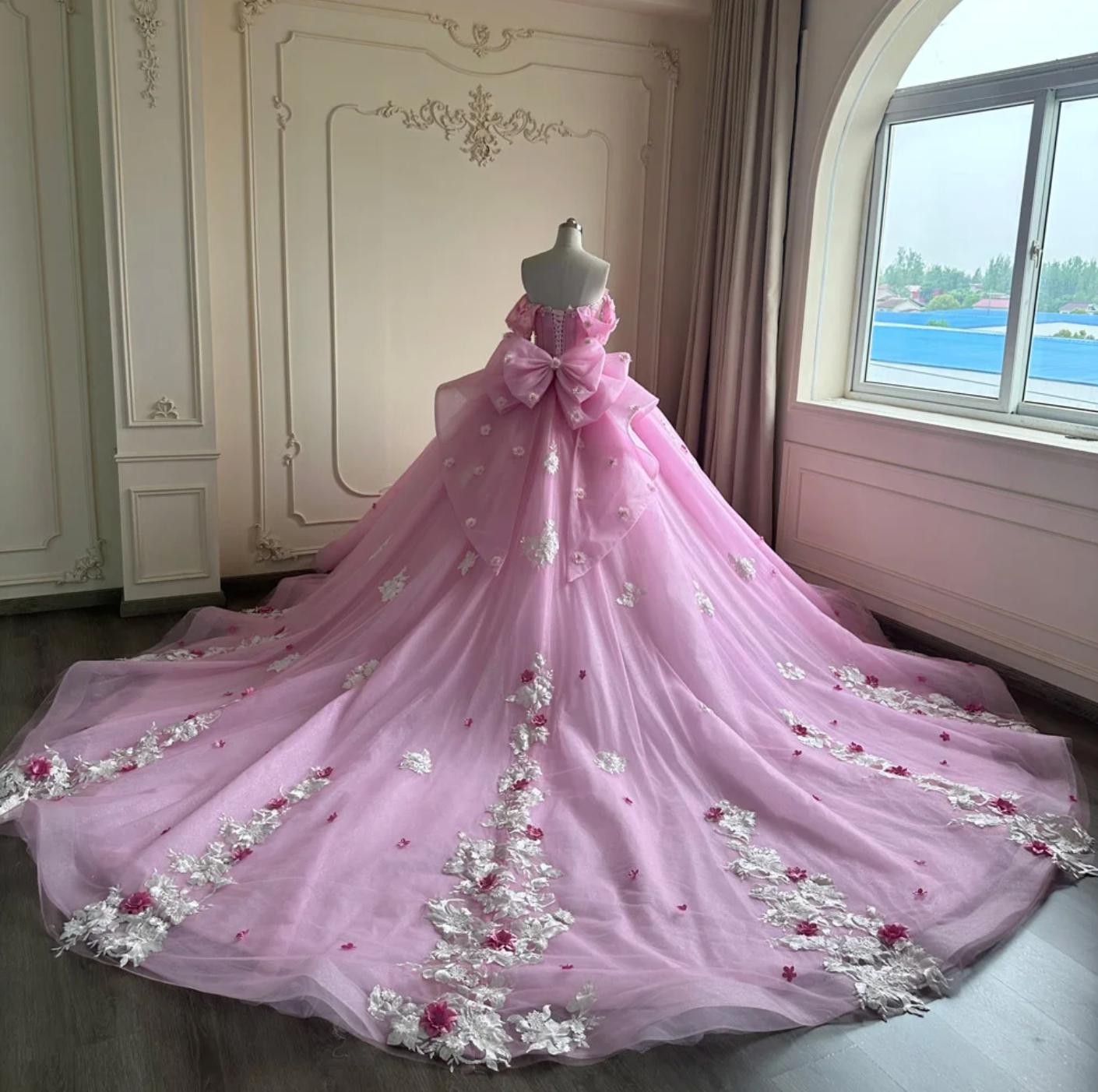 Pink Strapless Quinceanera Dress Ball Gown Sweet 16 Dress