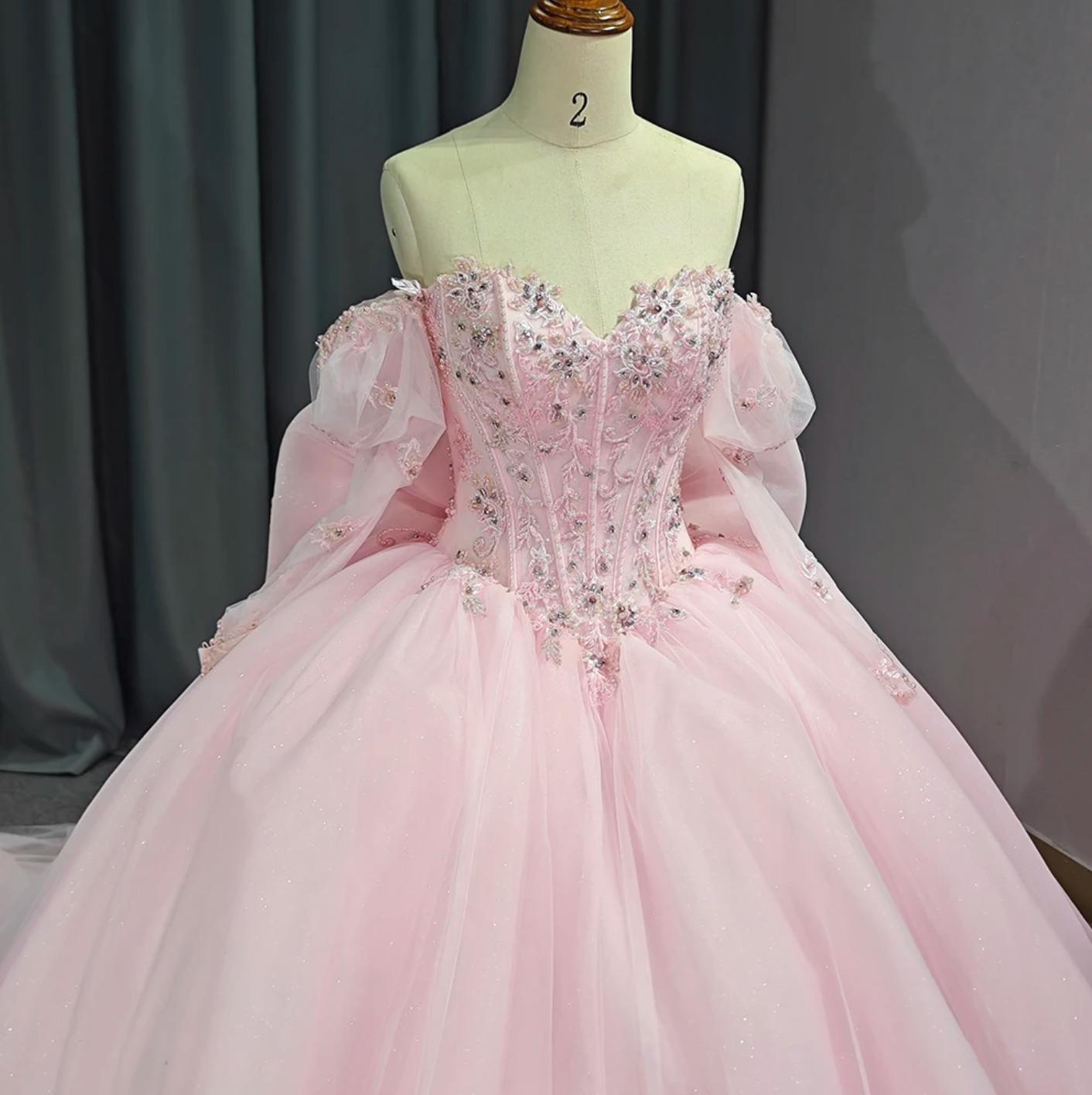 Pink Sweetheart Quinceanera Dress Ball Gown Off The Shoulder Sweet 16 Dress